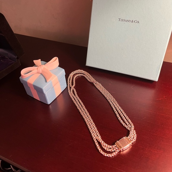 TIFFANY & CO 925 STERLING LAYERED 16” & 18kt gold triple strand necklace - Picture 14 of 16